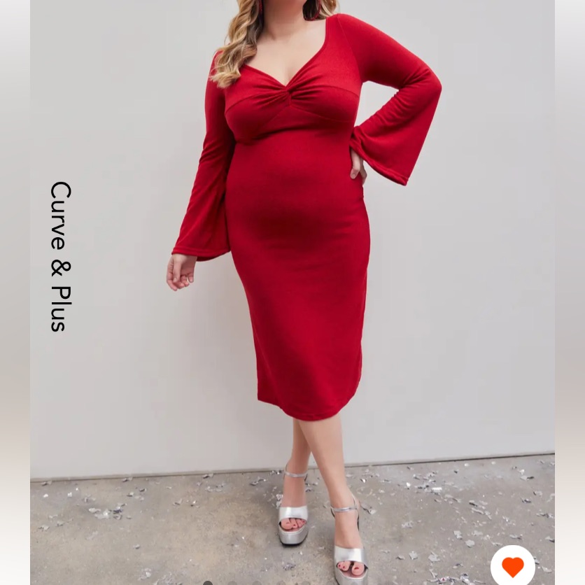 Solid Split Jersey Midi Dress